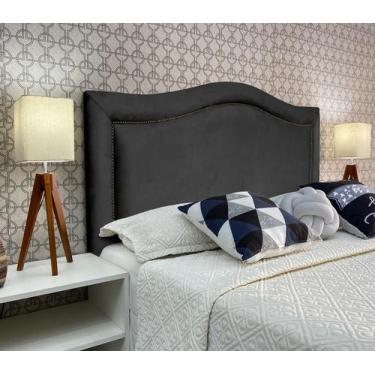 Imagem de Cabeceira Casal 140 Cama Box Provençal Diamond Cinza Suede Painel RBL