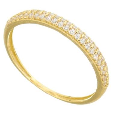 Imagem de Anel De Ouro 18k Feminino Aliança De Noivado 750 Cravejado - DR Joias,