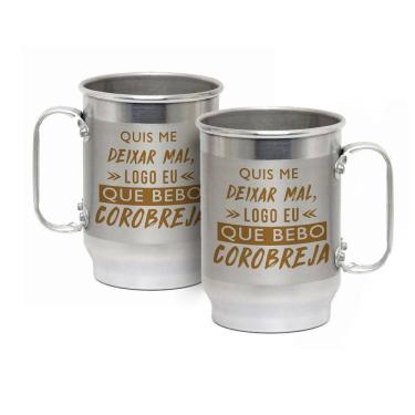 Imagem de Caneca Alumínio c/ Faixa Fosca 600ML Eu Que Bebo Corobreja