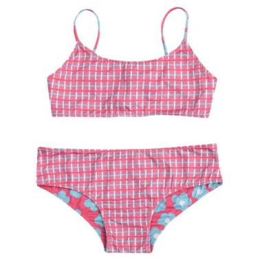 Imagem de Biquini Dupla Face Infantil Alças Ajustáveis She Estampado, Rosa, 2