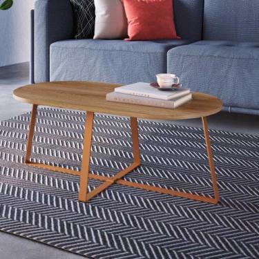 Imagem de Mesa de Centro Industrial Para Sala Com Pés em Aço 90 cm - Artesano SE