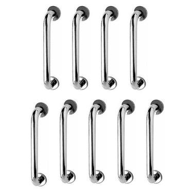 Imagem de Barra de Apoio 40cm Aço Inox Kit 9 Unidades Idoso Cadeirante Banheiro 