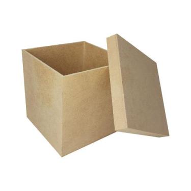 Imagem de Caixa Quadrada Tampa Sapato 15x15x15 Mdf Madeira - ATACADÃO DO ARTESAN
