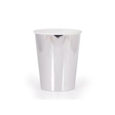 Imagem de Copo Papel Tema 250ml Prata Metalizado - 10 unid - PB Festas