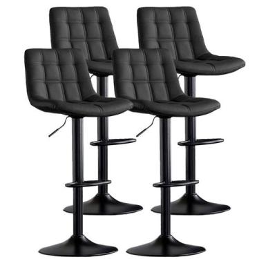 Imagem de Banqueta Alta Estofada Giratória Duoffice Kitana DU77, Preto, 4 unidad