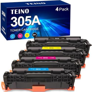 Imagem de Cartucho de toner remanufaturado TEINO para HP 305A 305X CE410X CE410A uso com Laserjet Pro 300 Color MFP M375nw Pro 400 Color MFP M475dw M451dn M475dn (Black Cyan Magenta amarelo, pacote com 4)