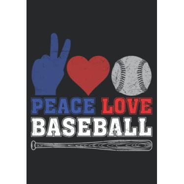 Imagem de Notizbuch A4 kariert mit Softcover Design: Pitcher Catcher Spruch Peace Love Baseball: 120 karierte DIN A4 Seiten