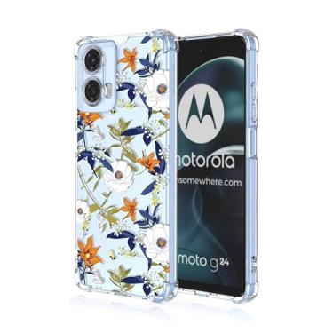 Imagem de RRXSYXL Capa para celular Moto G24 com estampa floral transparente, proteção à prova de choque, capa de TPU macio para Motorola G24 (floral colorido)