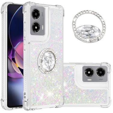 Imagem de Dinglijia Capa de ajuste fino para Motorola G Stylus 5G 2024, capa de proteção contra queda de silicone com efeito areia movediça líquida com glitter, capa de proteção de tela e câmera para Moto G