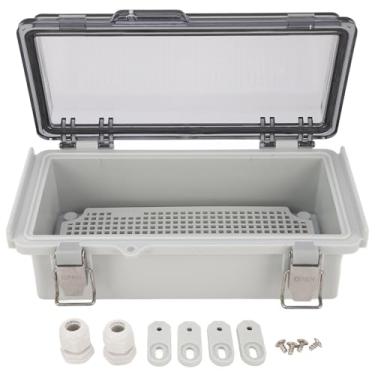 Imagem de MOUMOUTEN Caixa de junção à prova d'água, invólucro elétrico de plástico ABS para ambientes externos IP66 com placa de montagem e suportes de parede Tampa cinza articulada à prova