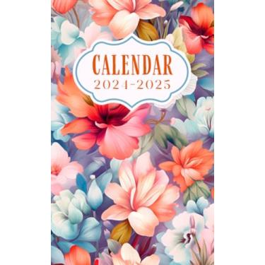 Imagem de Pocket Calendar 2024-2025 for Purse: Small Size Monthly Pocket Planner for Purse | 2 year 2024-2025 | Model7 - Floral Botanical Soft Cover Flowers | ... | Important Dates | Password Keeper | Notes
