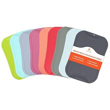 Imagem de Duplo, sem arranhões, tábua de corte, tábua de corte, aprovado pela FDA, livre de BPA, 100% TPU, bom para comida de bebê, reversível, dupla face, antiderrapante, sulco de suco, Casual, Blue gray, Small (11.2" x 7.79")