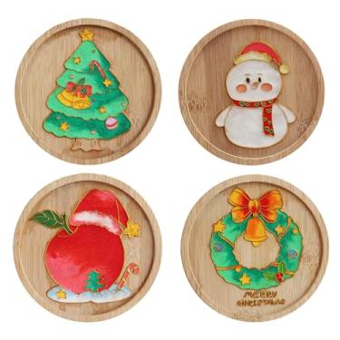 Imagem de Kit de esmaltes de filigrana com tema de Natal, kits de artesanato de porta-copos de madeira, árvores de Natal, bonecos de neve, maçãs, guirlandas de Natal, porta-copos faça você mesmo, pacote de