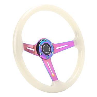 Imagem de Volante de Deriva, Volante Luminoso de Aço Acrílico de 14 Polegadas, Dia Branco/noite Verde, Universal para Corridas de Carros, Atv, Kart, Utv