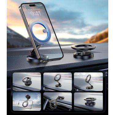 Imagem de AREDAN 【Design de espaço mínimo mundial】 Suporte dobrável para celular de carro Magsafe, suporte magnético de para-brisa de painel, melhores acessórios de carro para iPhone 16/15/14/13/12 Pro Max Plus