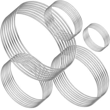 Imagem de Patelai 40 anéis de metal floral para apanhar sonhos, anéis de metal prateado para bricolage, 5 tamanhos de argola floral de metal para artesanato floral de macramê para pendurar na parede, apanhador