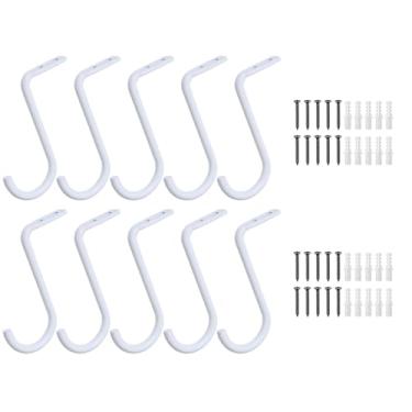 Imagem de Suporte central de haste de armário de metal resistente de 25 x 2,5 cm com parafusos para prateleira de cabide de armazenamento de roupas (branca)