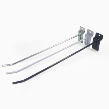 Imagem de 30 Ganchos Expositores para Painel Canaletado Aço Várias Medidas Organizador para Pendurar Ferramentas Cabos Capinha Celular (Preto, 20cm)