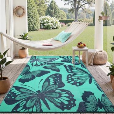 Imagem de Uphome Tapete externo impermeável 1,8 x 2,7 m, tapetes de palha de plástico para trailer, tapete de borboleta reversível externo, tapete de chão interno e externo para quintal, varanda, varanda,
