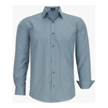 Imagem de Camisa Masculina Social Lbl Manga Longa Tecido Misto 3006, Chumbo, 4