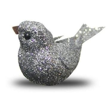 Imagem de 12 Passarinhos Glitter C/ Presilha 8cm Alta Qualidade - Fitas e Festas