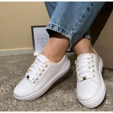 Imagem de Tênis Feminino Casual Modinha Conforto E Estilo - Valente Shoes, Branc