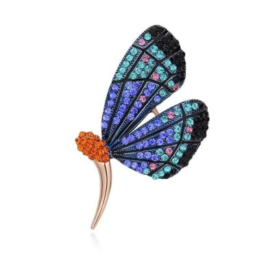 Imagem de Borboleta de strass azul, colorido, broche de animal de cristal, tachas de terno, brincos de camisa para mulheres para homens, joias delicadas de Natal, casamento, aniversário, férias, acessórios de