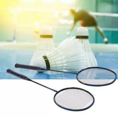 Imagem de Jogo Badminton Kit 2 Raquetes 3 Petecas Conjunto Esportivo Atividade F