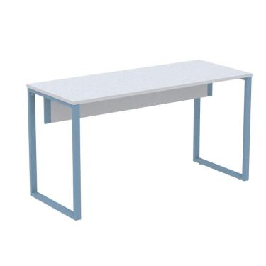 Imagem de Mesa Escritório P25 TUB Pandin 150 cm (Larg) x 70 cm (Prof) Tampo MDP Cinza Pé Aço Tubular Azul Dali