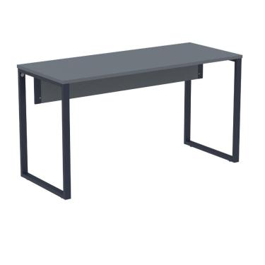 Imagem de Mesa Escritório P25 TUB Pandin 120 cm (larg) Tampo MDP Grafito Pé Aço Tubular Azul Del Rey