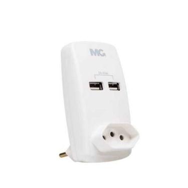Imagem de Plug 2p+t Adaptador Com 2 Tomadas Usb + 1 Tomada 2p+t 10a Mg