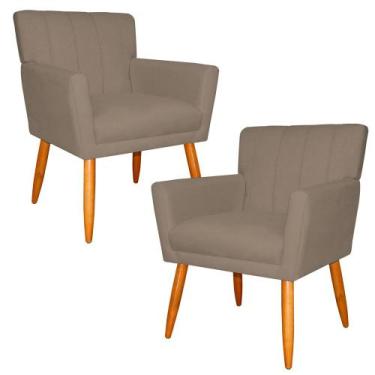 Imagem de Kit 2 Poltronas Decorativa para Sala de Estar Cecília Suede Cappuccino