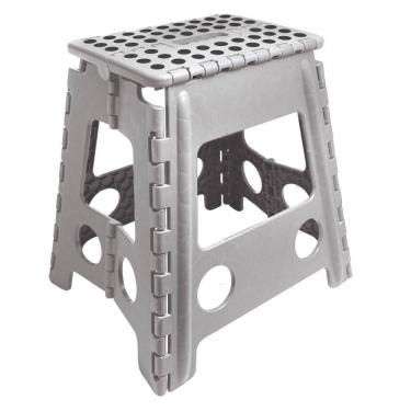 Imagem de Banco Dobrável de Plástico Cinza 39cm - Lyor