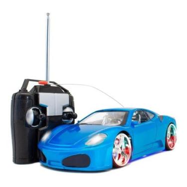 Imagem de Ferrari de Brinquedo com Controle Remoto Led nas Rodas e Neon - Azul -