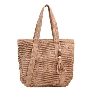 Imagem de Bolsa Feminina De Palha Grande Moda Praia Piscina Verão Top - Alwy