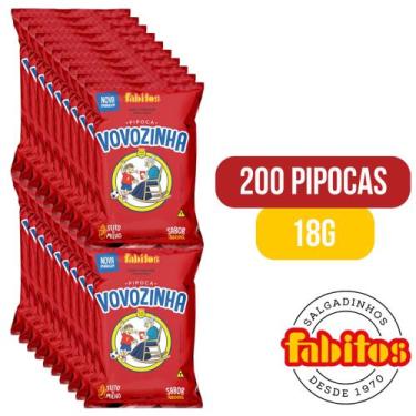Imagem de Kit 200 Pipocas Doces 18g Fabitos Super Crocante P/ Festas