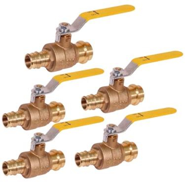 Imagem de Midline Valve Válvula esférica premium PPA34-5 com 1,9 cm Pressione x conexões PEX A, latão (pacote com 5)