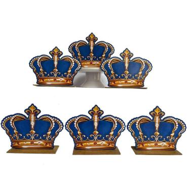 Imagem de Kit Display De Mesa 6 Peças Festa Coroa Azul Masculina Mdf