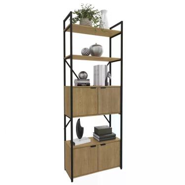 Imagem de Estante Alta 04 Portas 200x72cm Crome Li018 Freijo Preto Kap