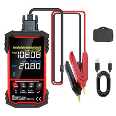 Imagem de SZITW Dispositivo de medição de tensão da bateria com display de 3,2 polegadas, testador de resistência interna da bateria, com filtragem de autocalibração, avisos de alarme duplos e funções de