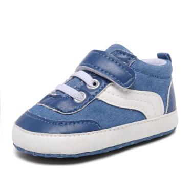 Imagem de SABATUTU Tênis de lona para bebês meninos e meninas, antiderrapante, sola macia, recém-nascido, leve, para bebês de 0 a 18 meses, 0121/Jeans, 0-6 Meses