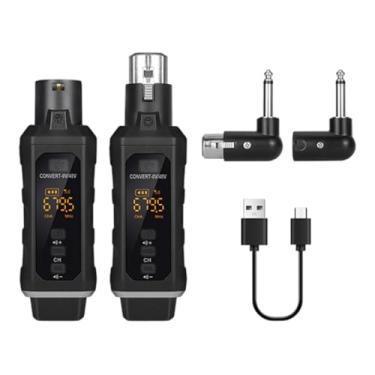 Imagem de Almencla Transmissor de áudio e transmissor de guitarra e receptor 48V Recuperar o adaptador de microfone sem fio vocal para misturador de guitarra, com 1 Transmissor