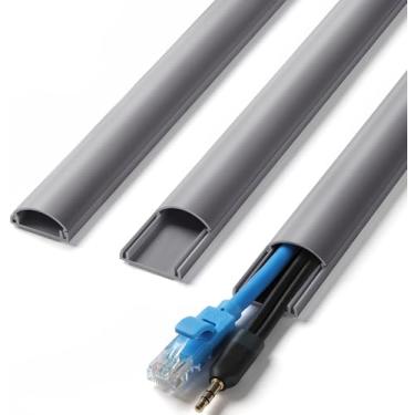 Imagem de ZhiYo Capas de cabo para fios na parede, 215.9 cm (6 x C 14.5.1 cm) hider de cabos para esconder 1-2 cabos, capas de fio de PVC para cabos na TV de montagem na parede em casa ou escritório, cinza L1