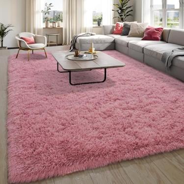 Imagem de KING DARE Tapete grande felpudo 15 x 23 cm para sala de estar, tapete fofo de pelúcia para quarto e berçário, tapete felpudo antiderrapante para quarto de crianças, meninas, dormitório, decoração de