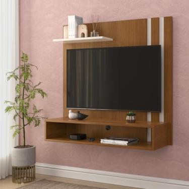 Imagem de Painel De parede Light para tvs 32 Polegadas com Nichos e prateleiras (Freijo/Off White)