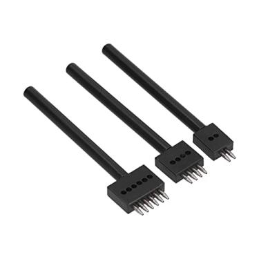 Imagem de Perfurador de Costura de Couro, Ferramentas de Trabalho de Couro Perfurador de Cinto para Couro 3 Peças Ferramenta Perfurada de Couro Dente Preto Laço de Couro Perfuradores de