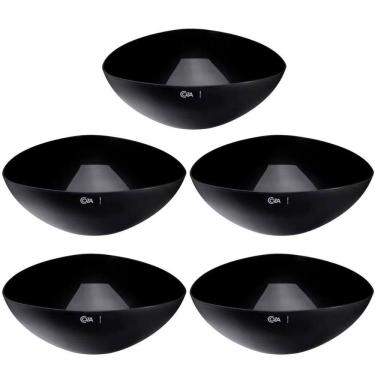 Imagem de Kit 5 Saladeiras Triangulares 5L Essential 31cm Preto Pipoca Salada Frutas Coza