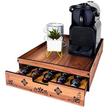 Imagem de Porta cápsulas 45 capsulas LOURO PRETO Bandeja Porta Cápsulas Amadeirada para Cantinho do Café