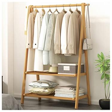 Imagem de Arara de roupas, rack portátil para pendurar trilho de roupas cabide independente para corredor quarto loja de varejo/marrom/66 cm