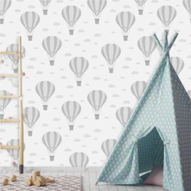 Imagem de Papel de Parede Infantil Balões em Tons de Cinza 270 - Inove Papéis de